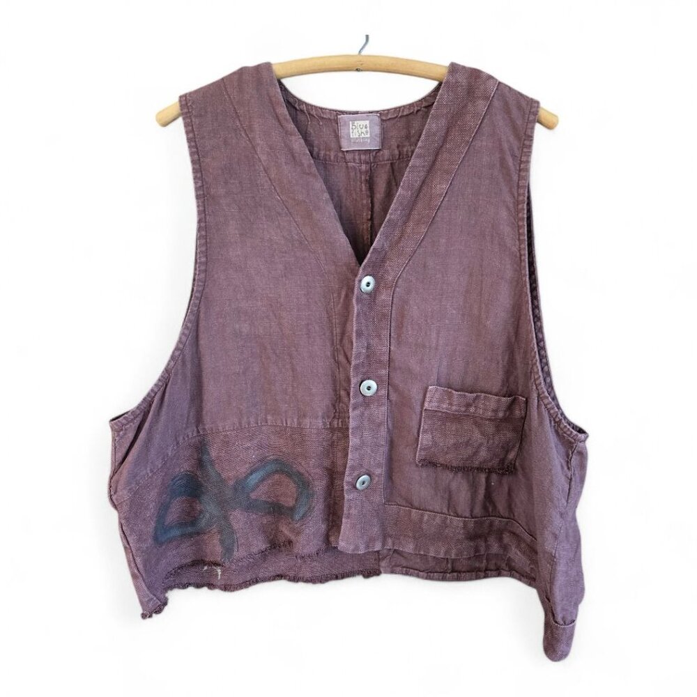 Vintage Blue Fish Womens Hemp Poet Vest 2000 Collection Loam Purple One Size - Picture 13 of 16